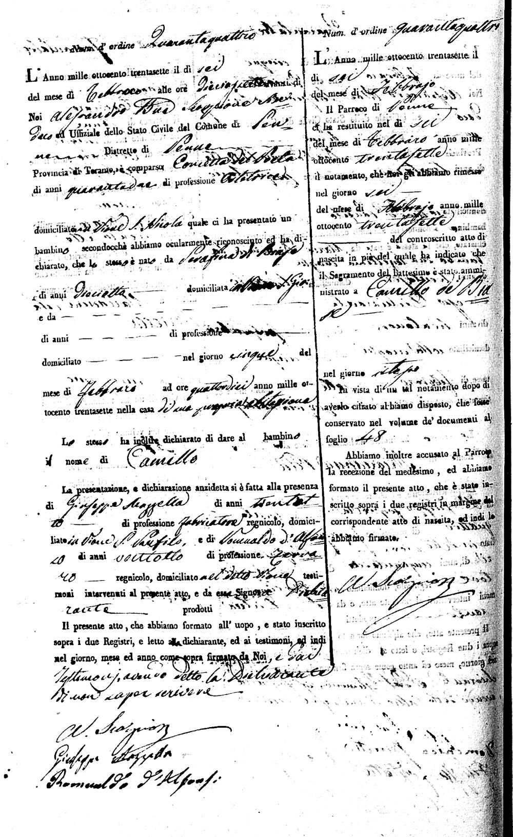 Atto di Nascita di Camillo di Biase